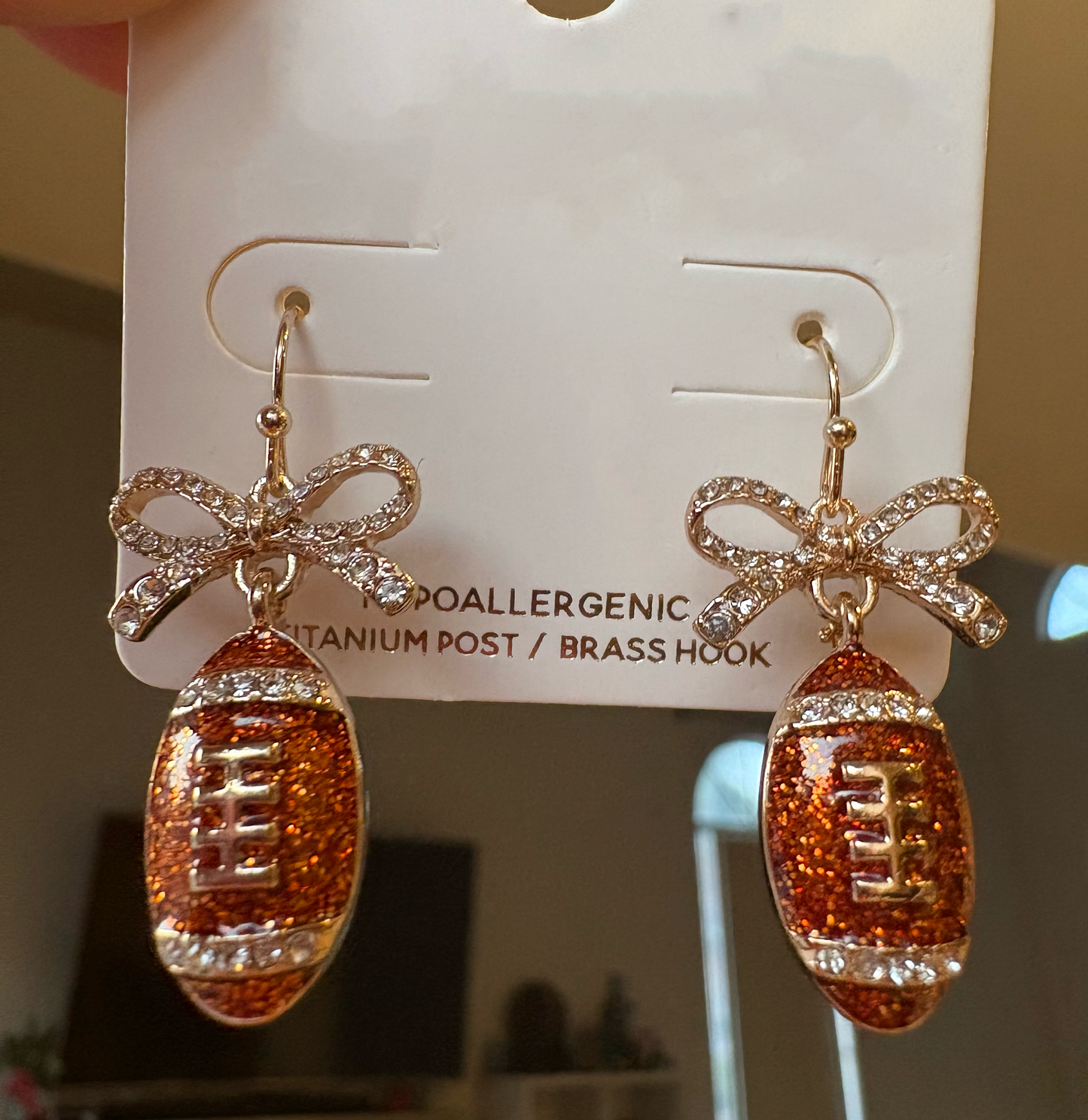 Deluxe Dangling Football Earrings